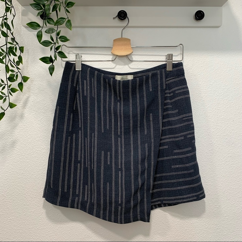 Anthropologie Elevenses Peoria Blue Stripe Skirt Skort Sz 2
